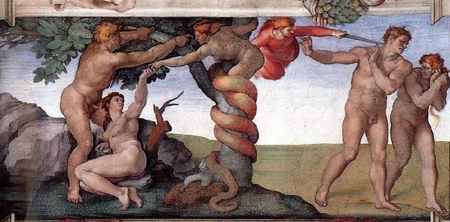 Michelangelo Buonarroti The Fall and Expulsion from Garden of Eden